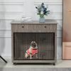 Dog Crate Furniture, Wooden Dog House, Decorative Dog Kennel with Drawer, Indoor Pet Crate End Table for Small Dog, Steel-Tube Dog Cage, Chew-Proof